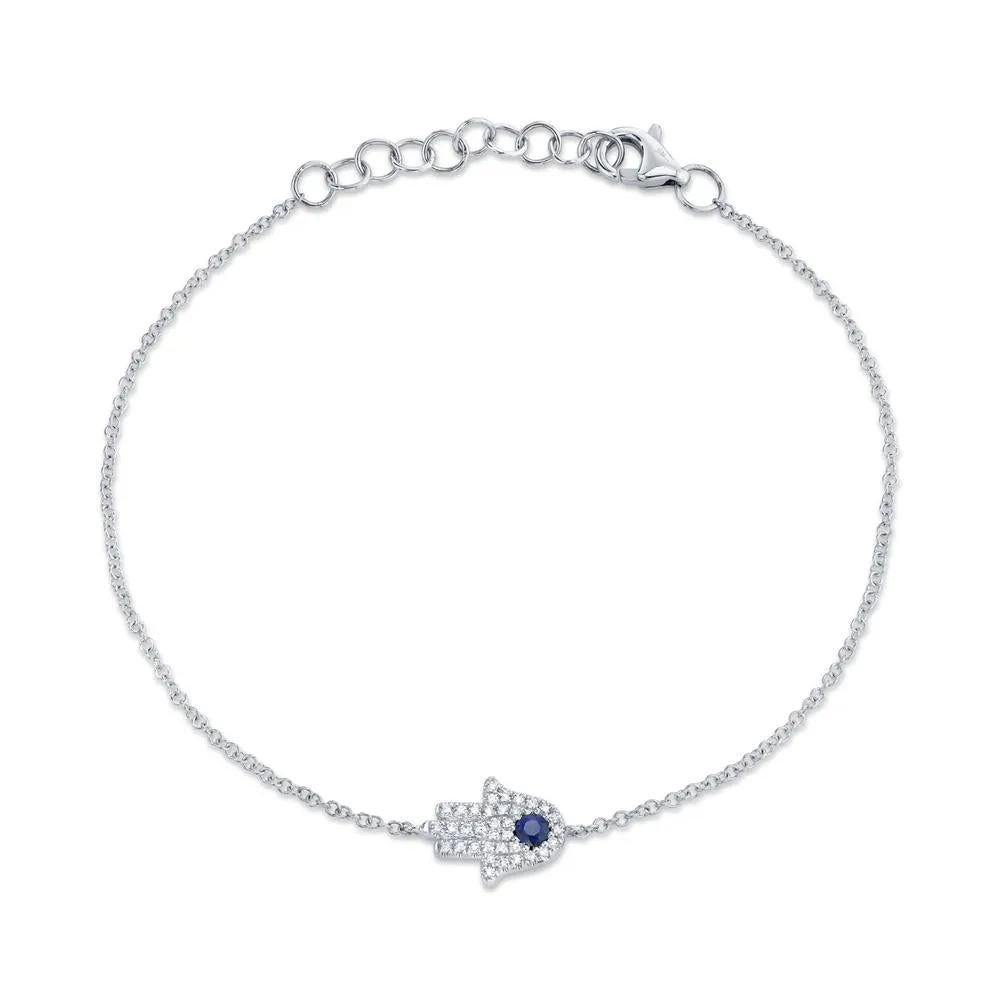 0.09CT DIAMOND & 0.08CT BLUE SAPPHIRE HAMSA BRACELET SC55005294