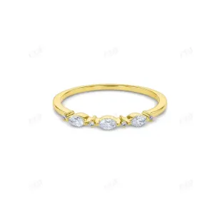 0.16CTW Round And Marquise Cut Lab Grown Diamond Wedding Band