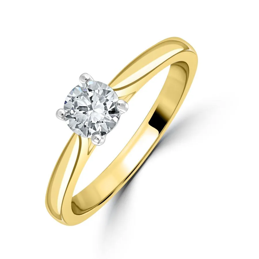 0.50ct Round Brilliant Cut Diamond Solitaire 18ct Yellow Gold Ring