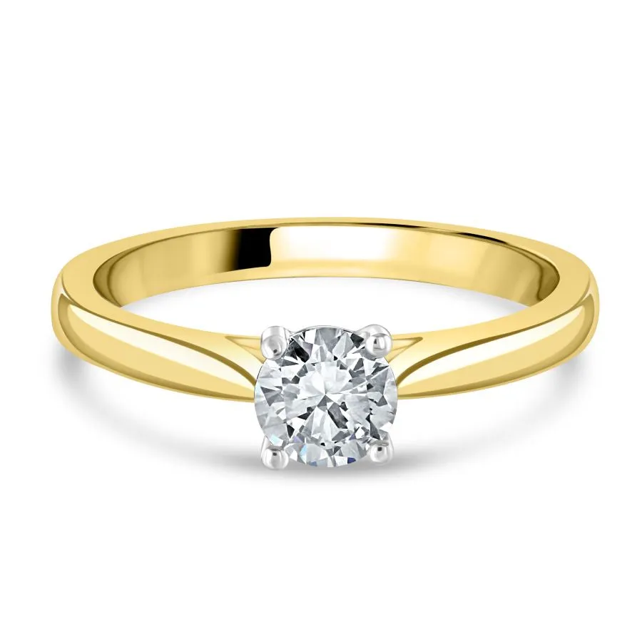 0.50ct Round Brilliant Cut Diamond Solitaire 18ct Yellow Gold Ring