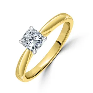 0.51ct Cushion Cut Diamond Solitaire 18ct Yellow Gold Ring