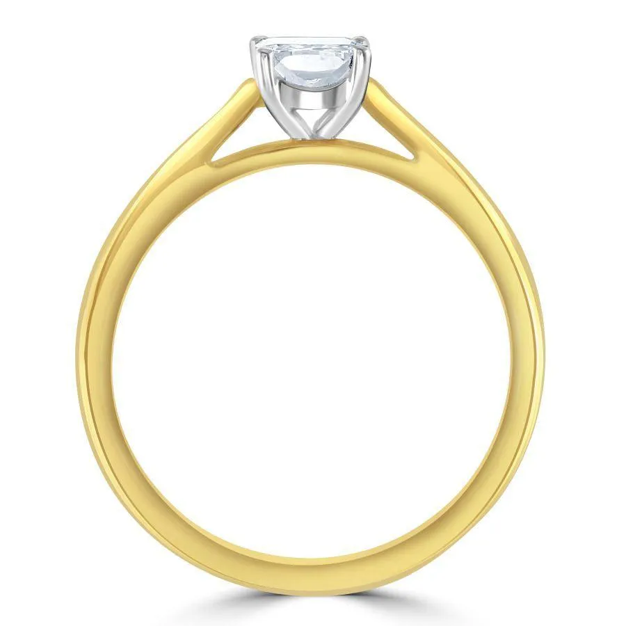 0.51ct Cushion Cut Diamond Solitaire 18ct Yellow Gold Ring