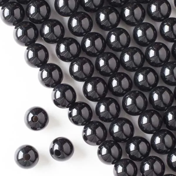 10mm Round Gemstone Beads - Onyx (10 Pieces)