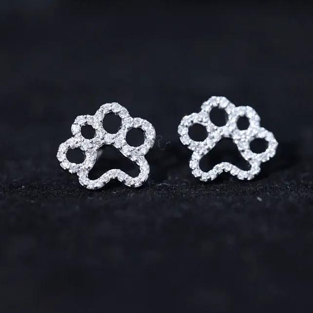 1/2 CT Moissanite Cute Paw Stud Earrings