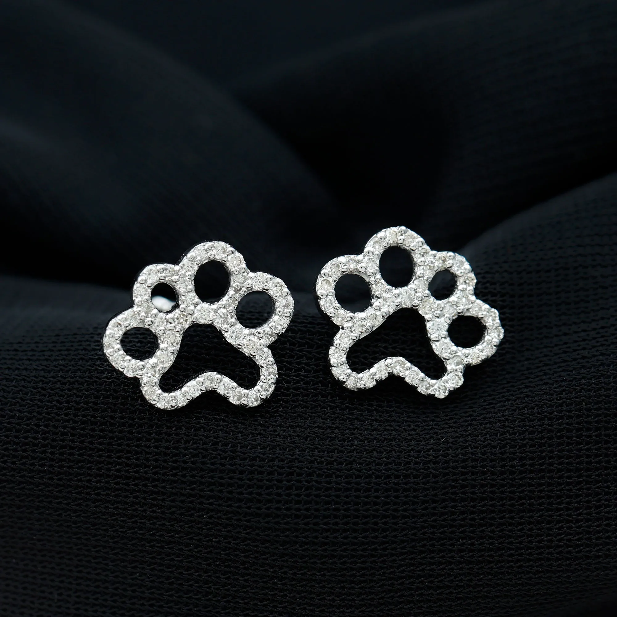 1/2 CT Moissanite Cute Paw Stud Earrings