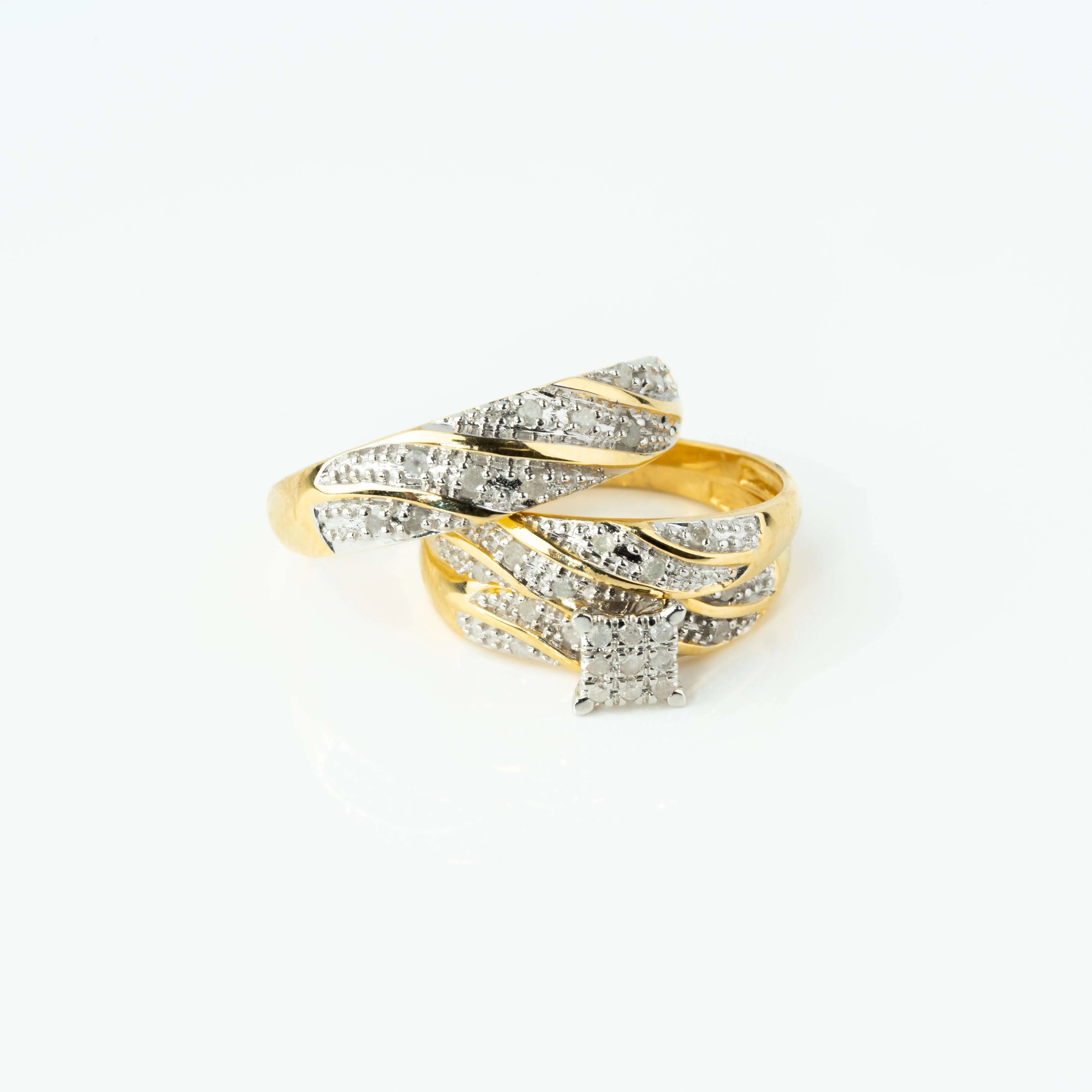 1/3 CTW 10k Yellow Gold Wedding Trio Set