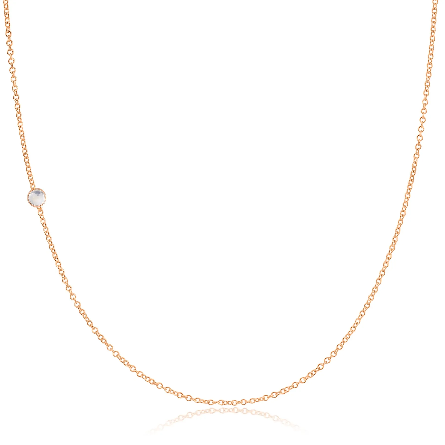 14K Gold Asymmetrical Birthstone Necklace - Moonstone (June)