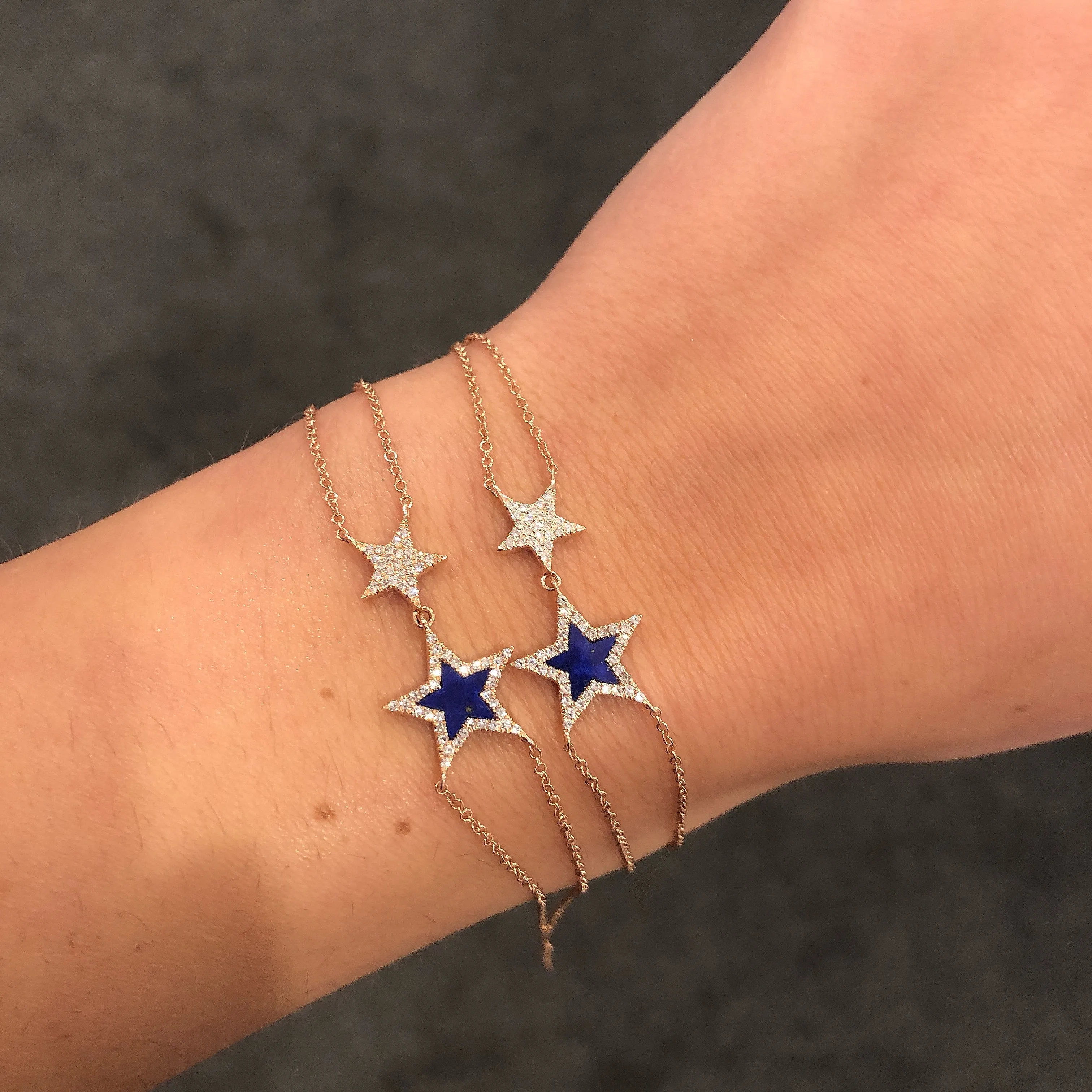 14K GOLD DIAMOND AND LAPIS SIERRA STAR BRACELET