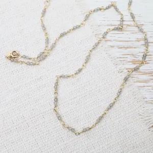 14k Hand-Tied Natural Slate Moonstone Gemstone Necklace