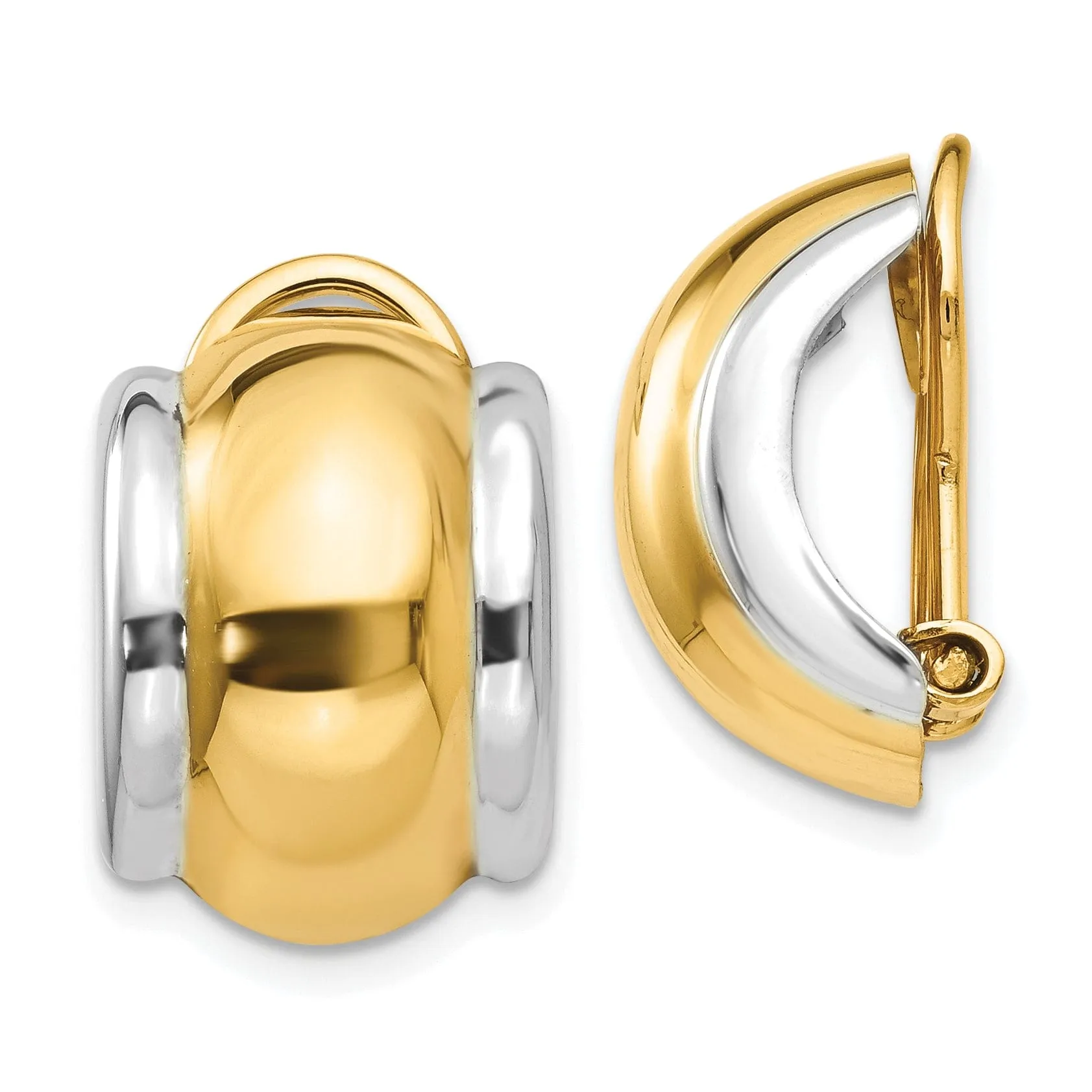 14k Two-tone Gold Omega Clip Non-Pierced Earrings