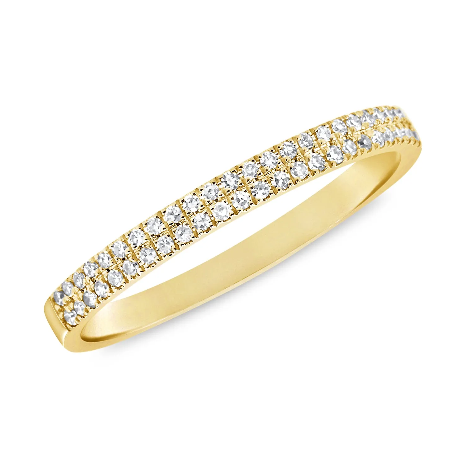 14K Yellow Gold .17Ct Diamond Double Band