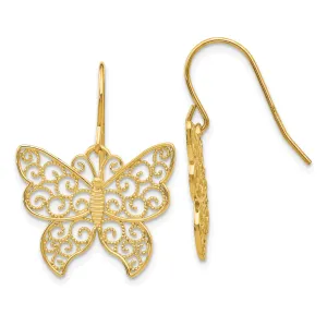 14k Yellow Gold Butterfly Earrings