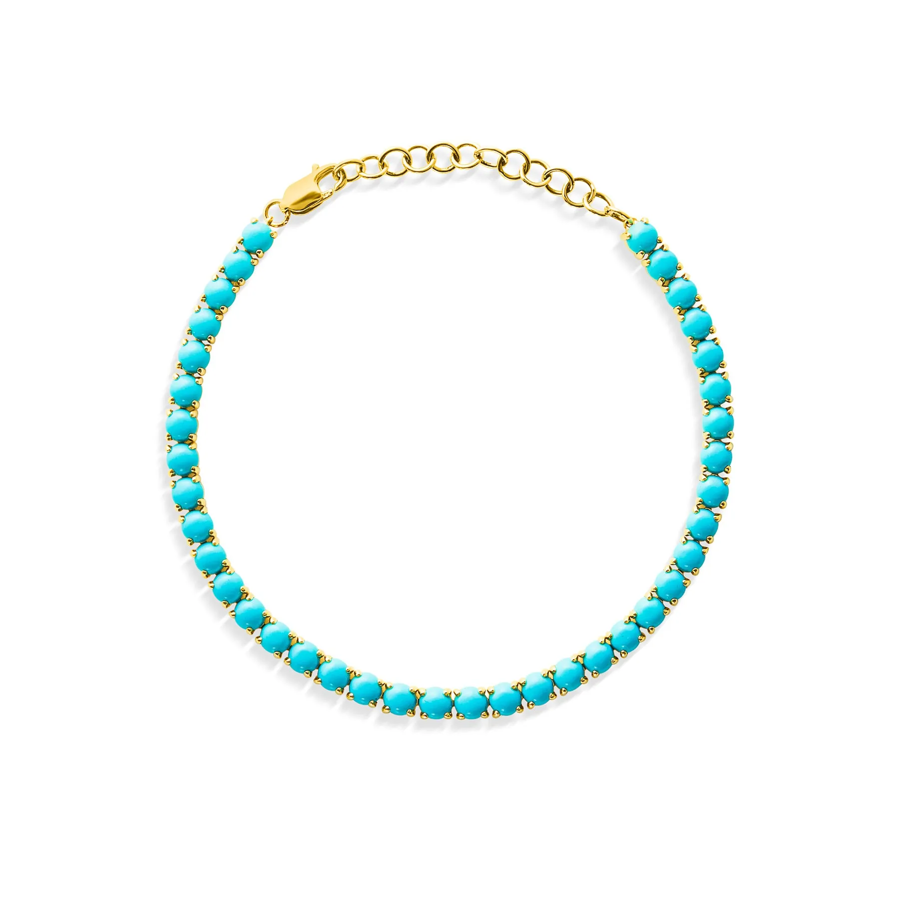 14KT Yellow Gold Turquoise Tennis Bracelet