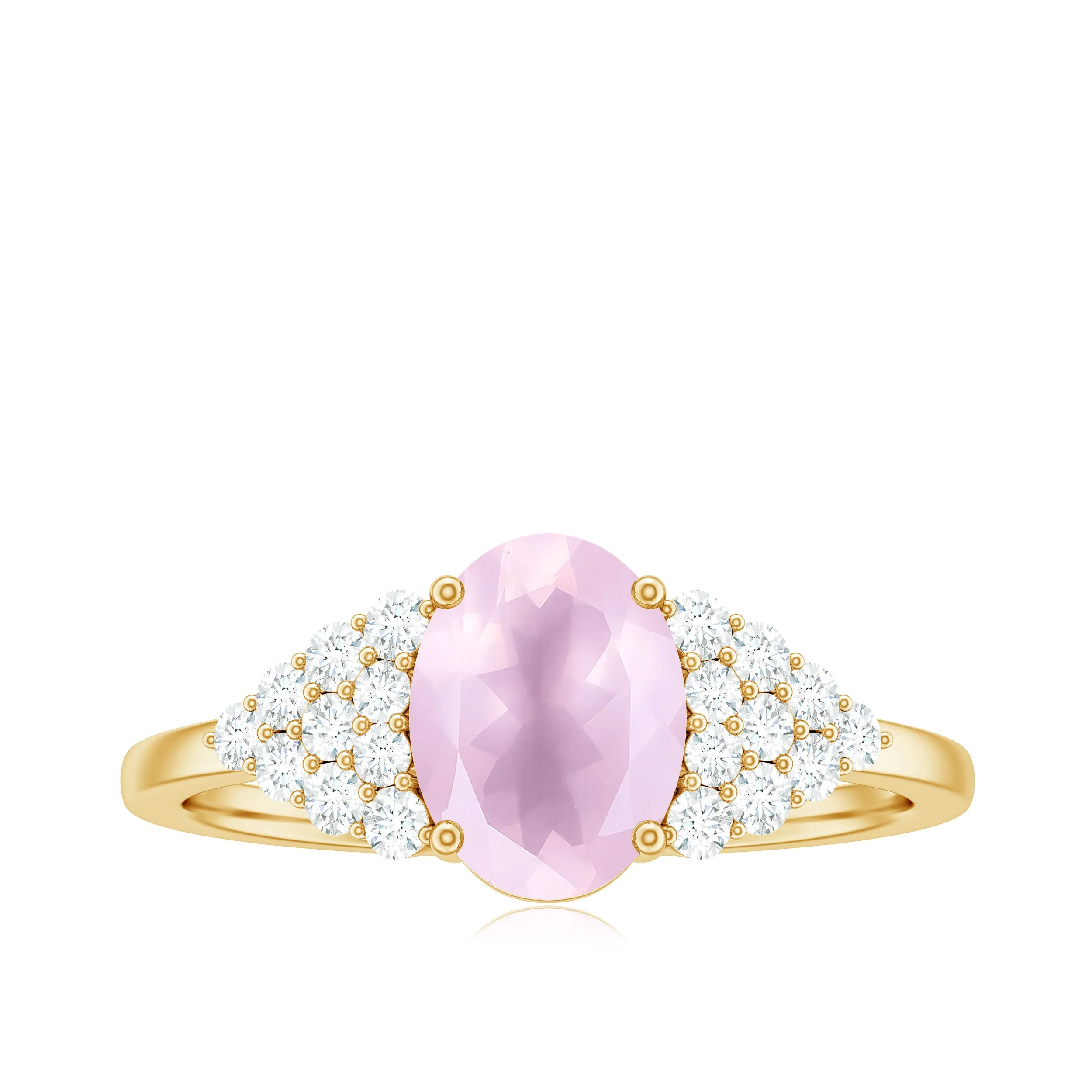 1.50 CT Elegant Rose Quartz Solitaire Ring with Diamond Accent