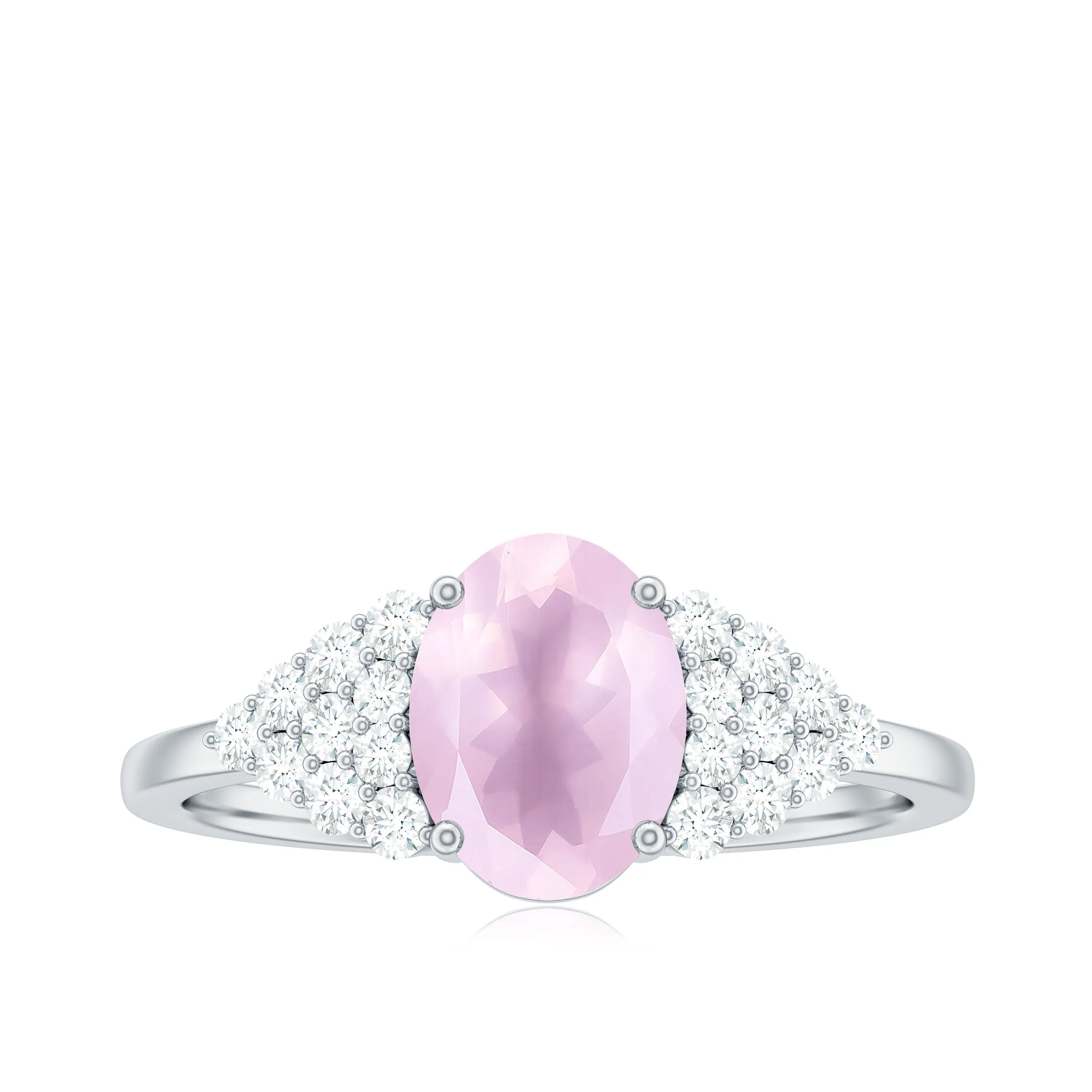 1.50 CT Elegant Rose Quartz Solitaire Ring with Diamond Accent