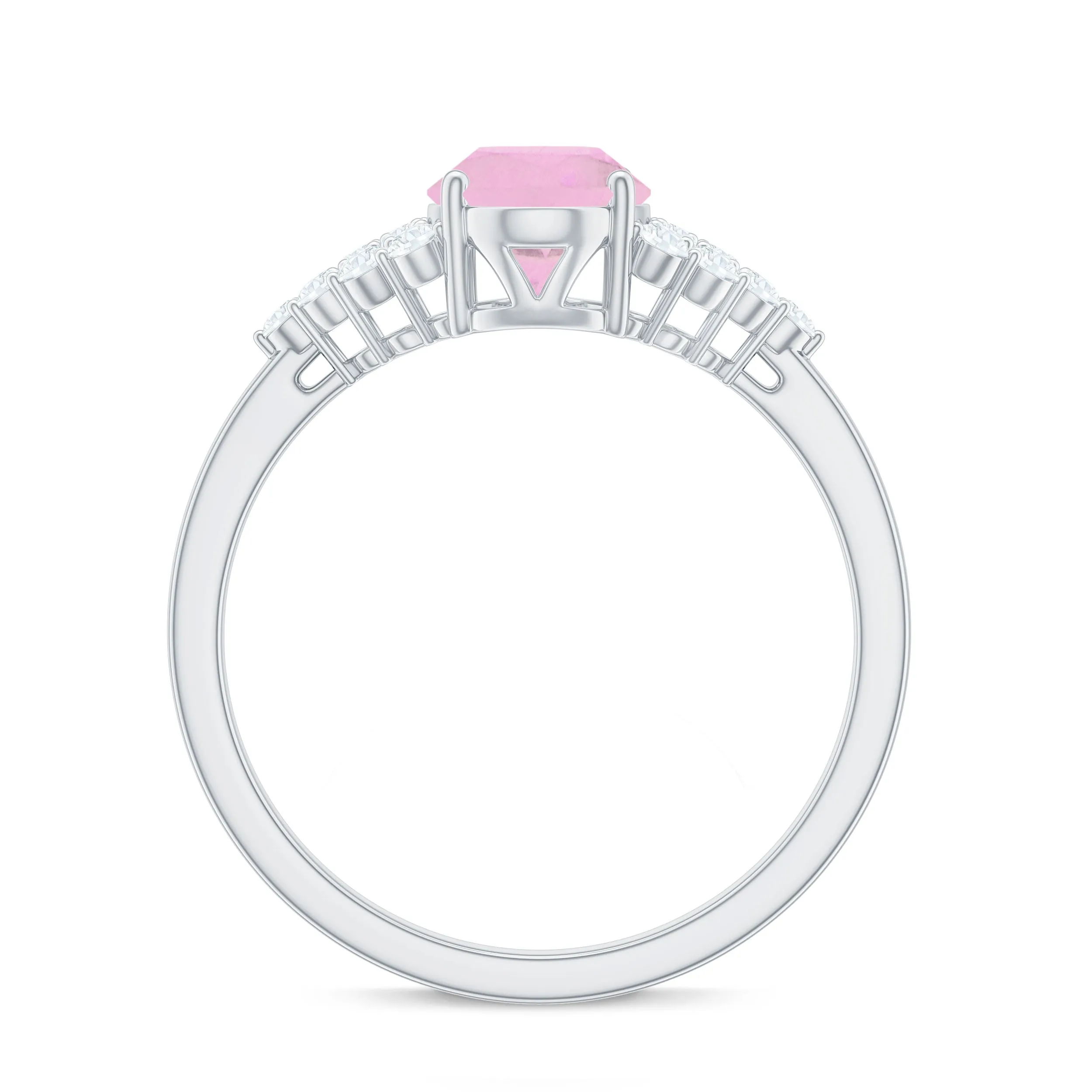 1.50 CT Elegant Rose Quartz Solitaire Ring with Diamond Accent