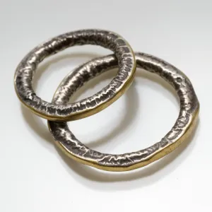 18k Gold Circle and Silver Molten Band