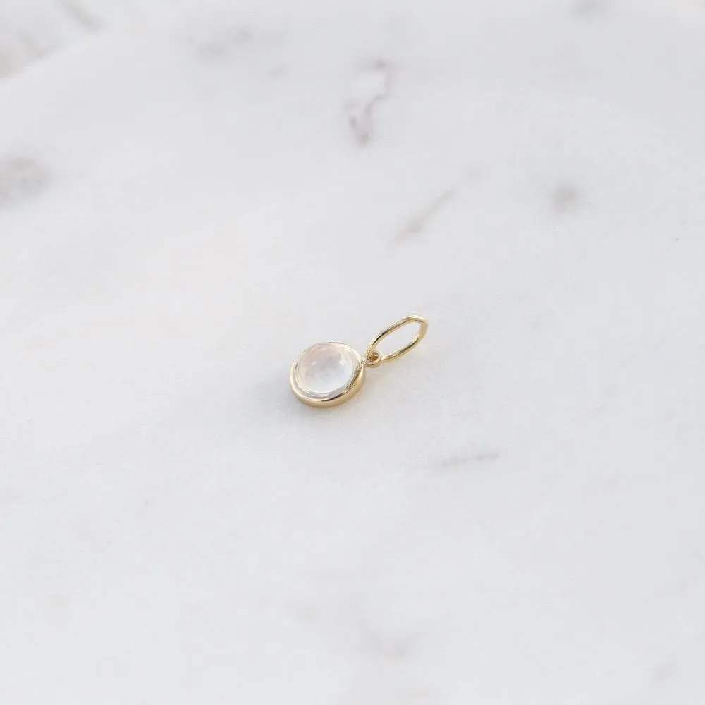 18K Gold Milky Moonstone Charm