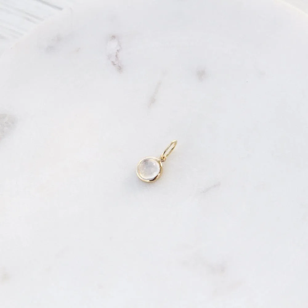 18K Gold Milky Moonstone Charm