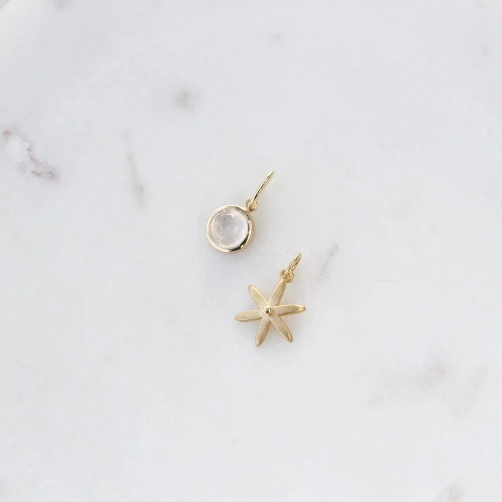 18K Gold Milky Moonstone Charm