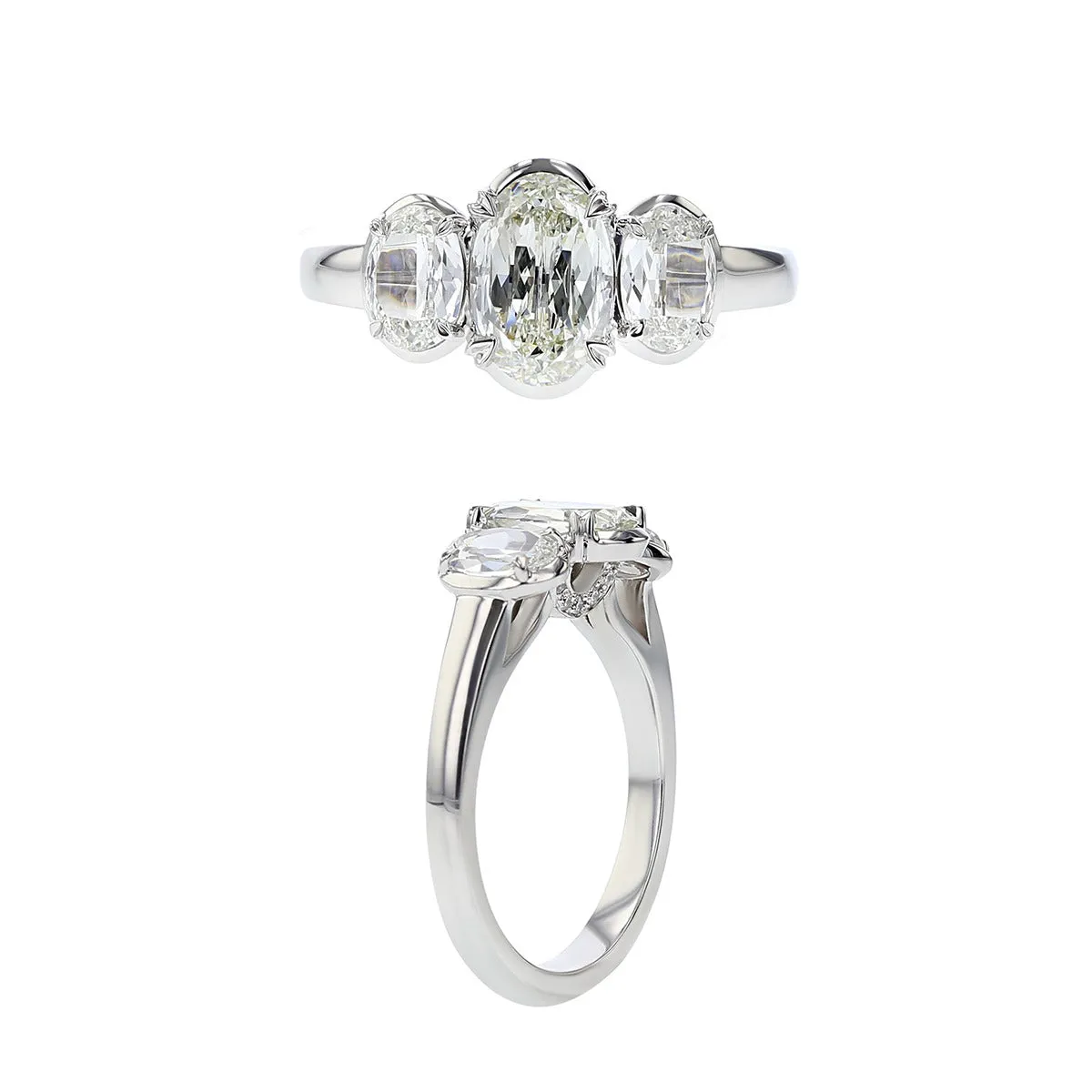 18K White Gold 3 Stone L'Amour Diamond Engagement Ring