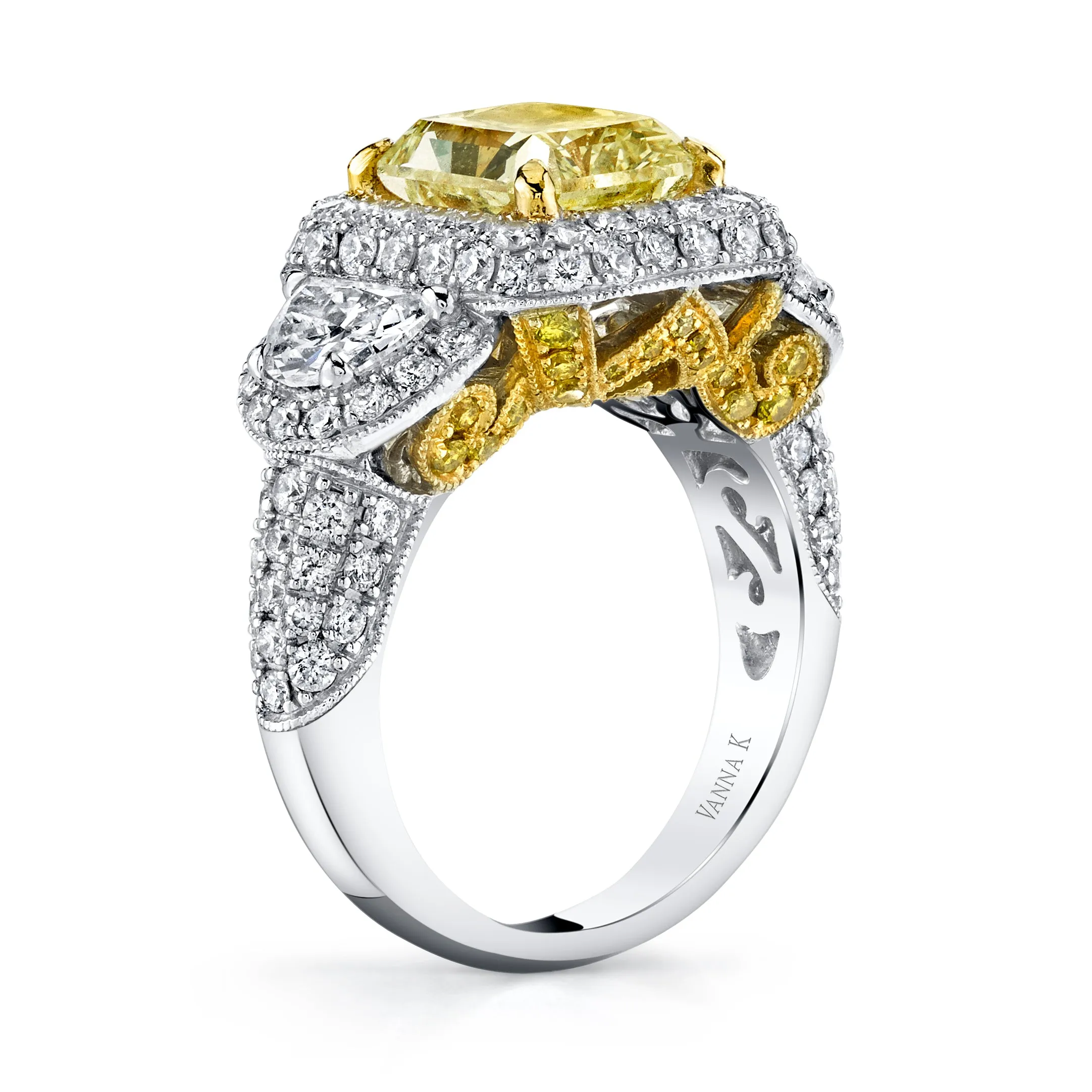 18K YELLOW DIAMOND HALO ENGAGEMENT RING