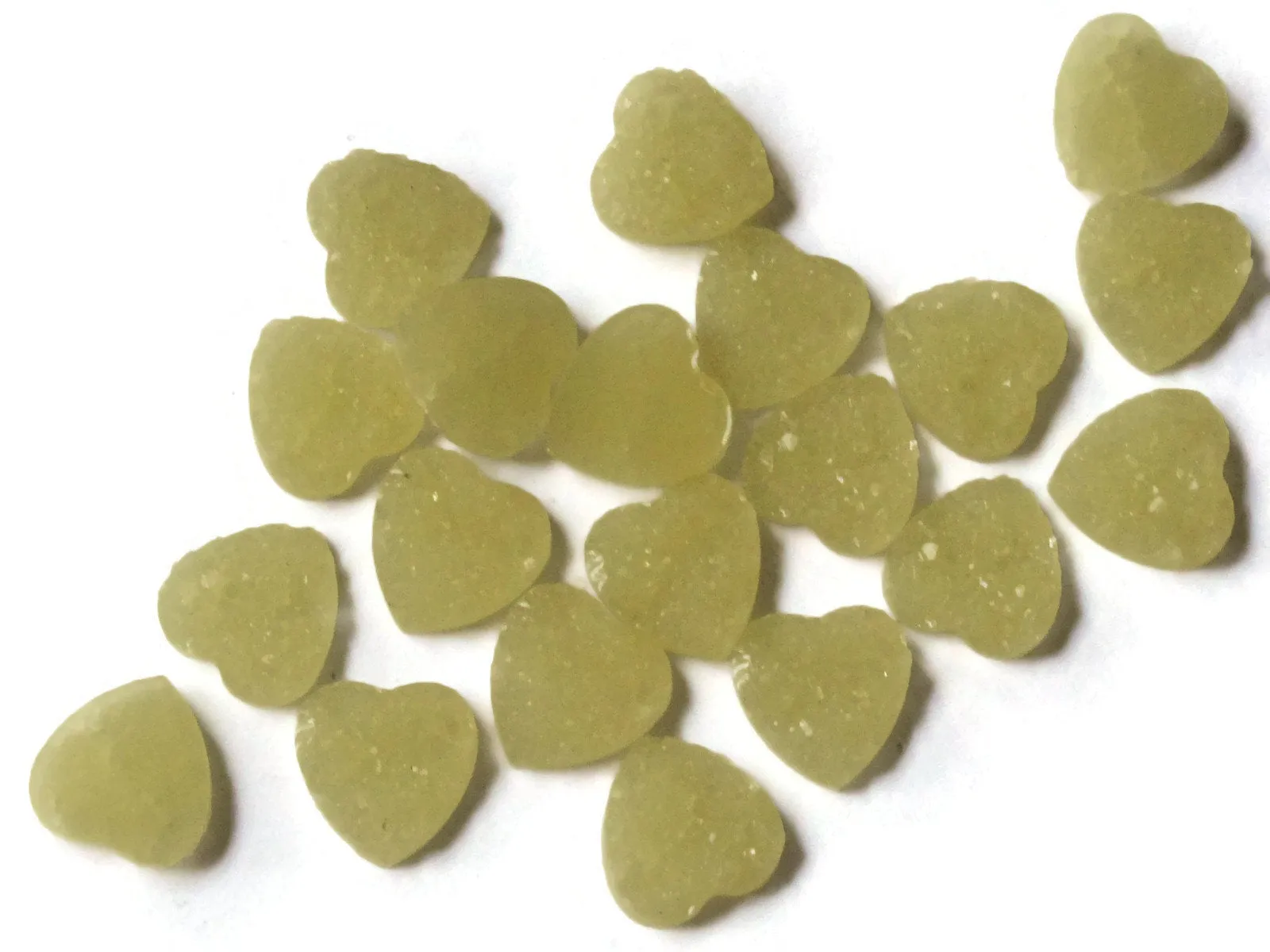 20 12mm Light Yellow Resin Druzy Heart Cabochons