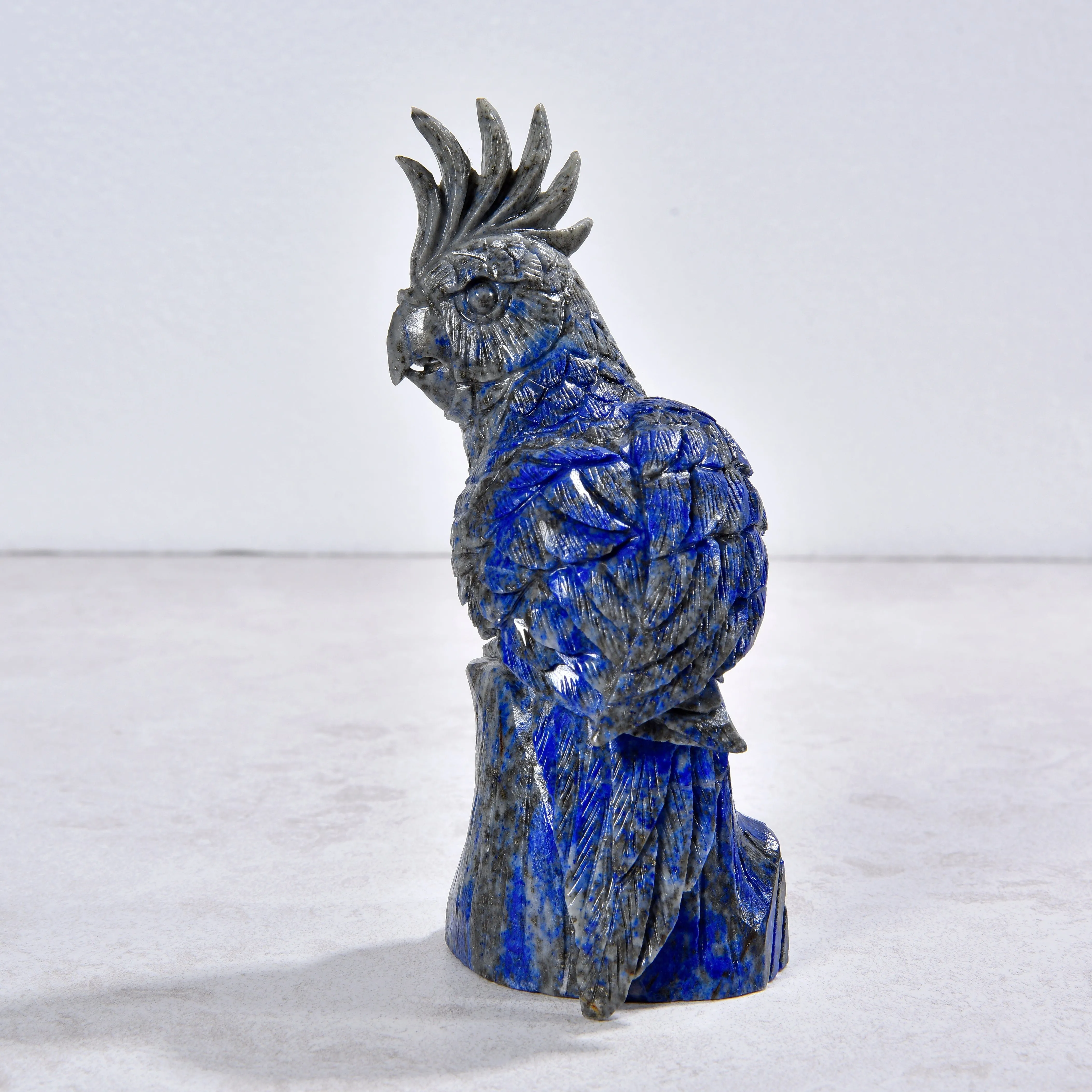 2.8" Natural Lapis Parrot Gemstone Carving