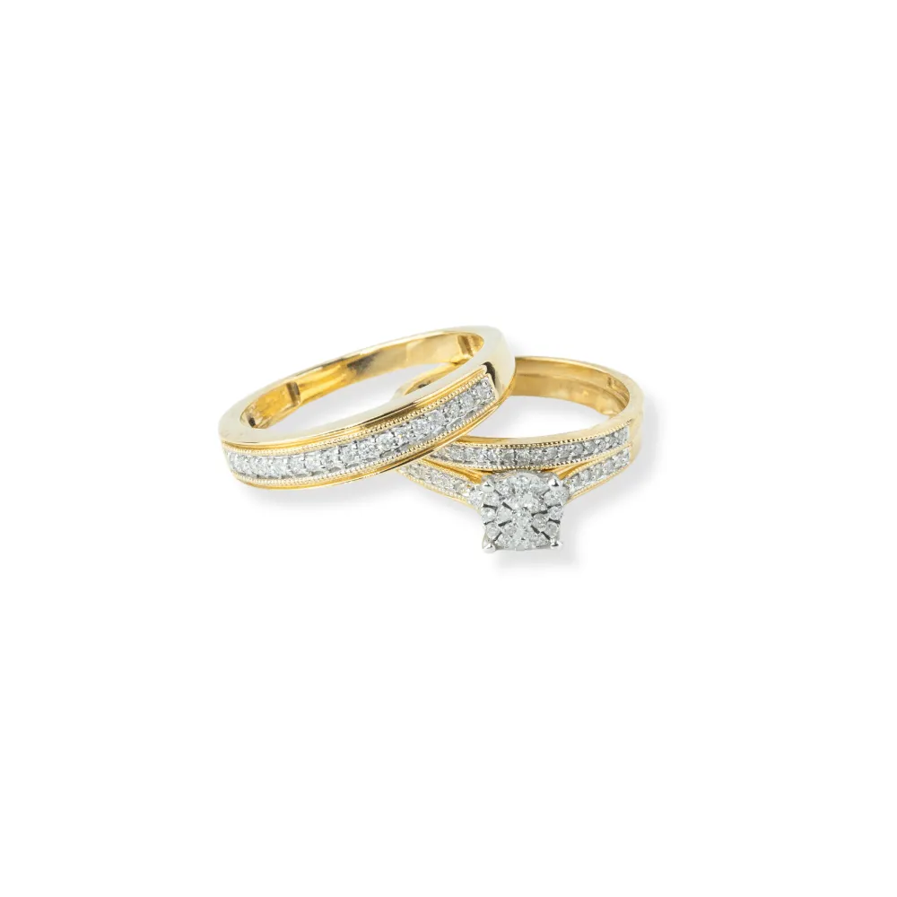 3/8 CTW 10k Yellow Gold Wedding Trio Set