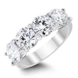 4 Stone Diamond Ring (3.94 ct Diamonds EGLUSA) in White Gold