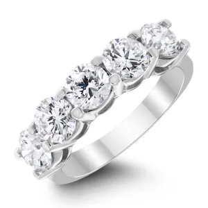 5 Stone Diamond Ring (2.00 ct Diamonds) in White Gold