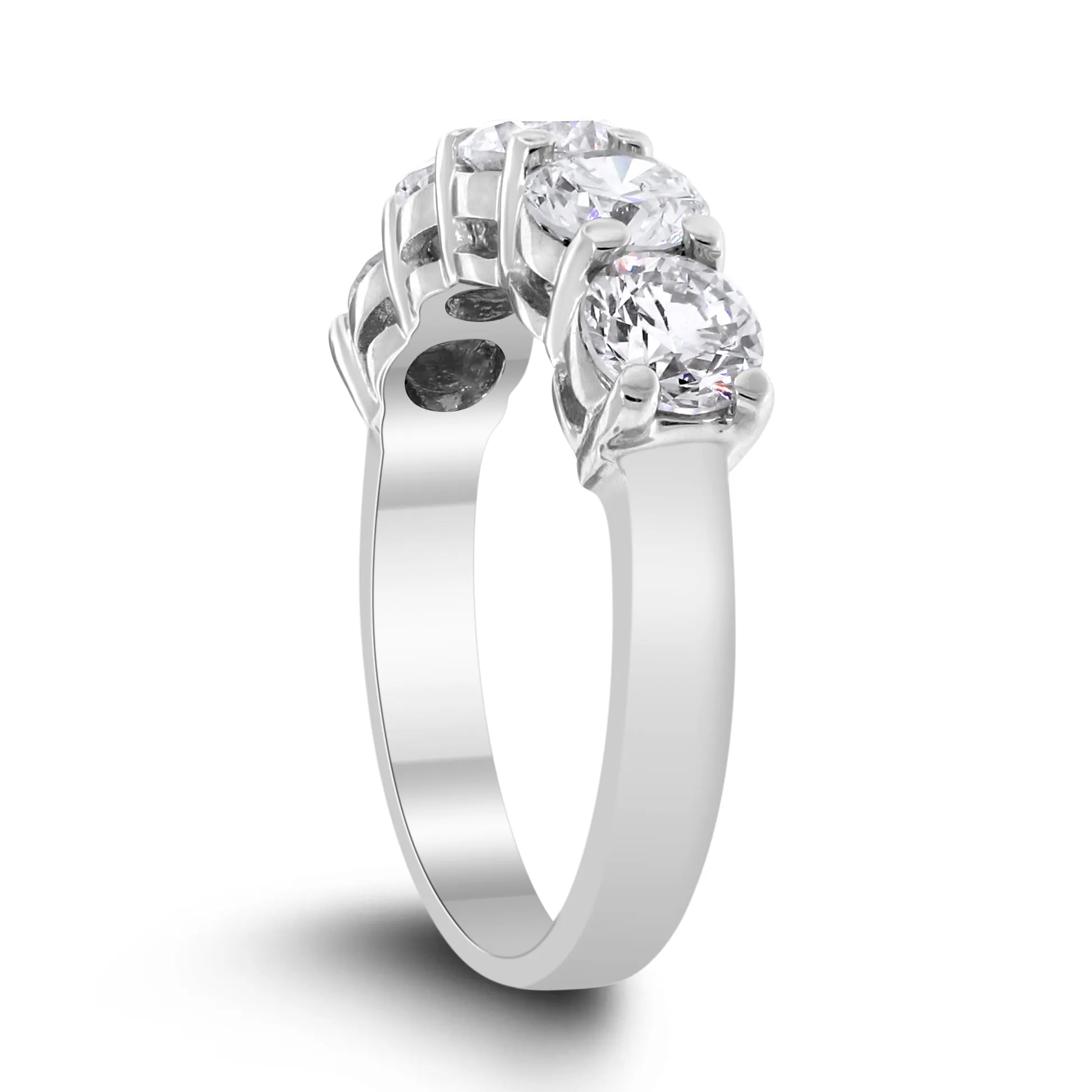 5 Stone Diamond Ring (2.00 ct Diamonds) in White Gold