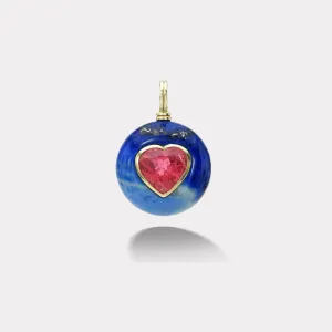 6.60ct Heart Pink Tourmaline in Lapis Lollipop Charm