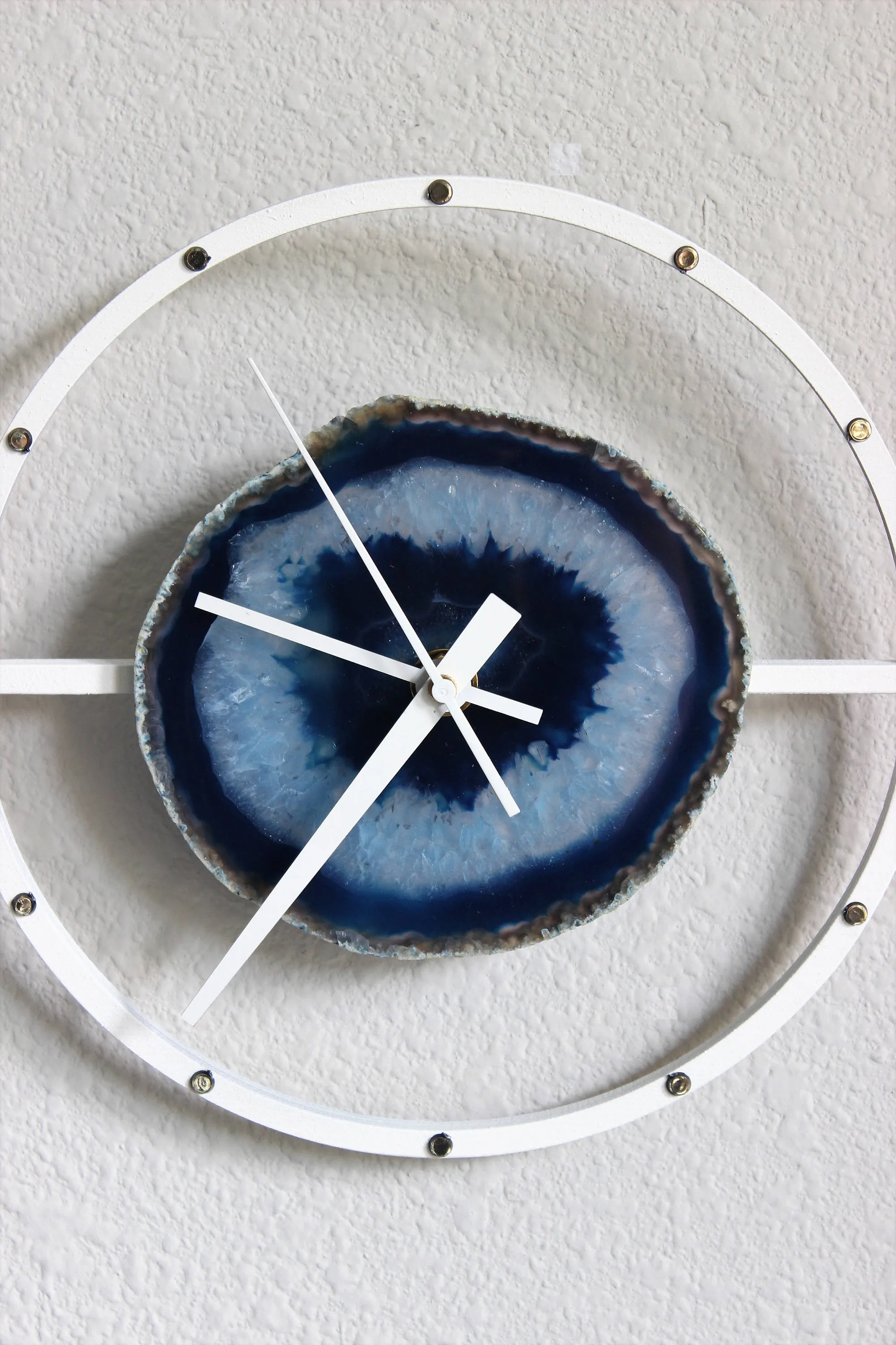 8" Blue Agate Wood Wall Clock