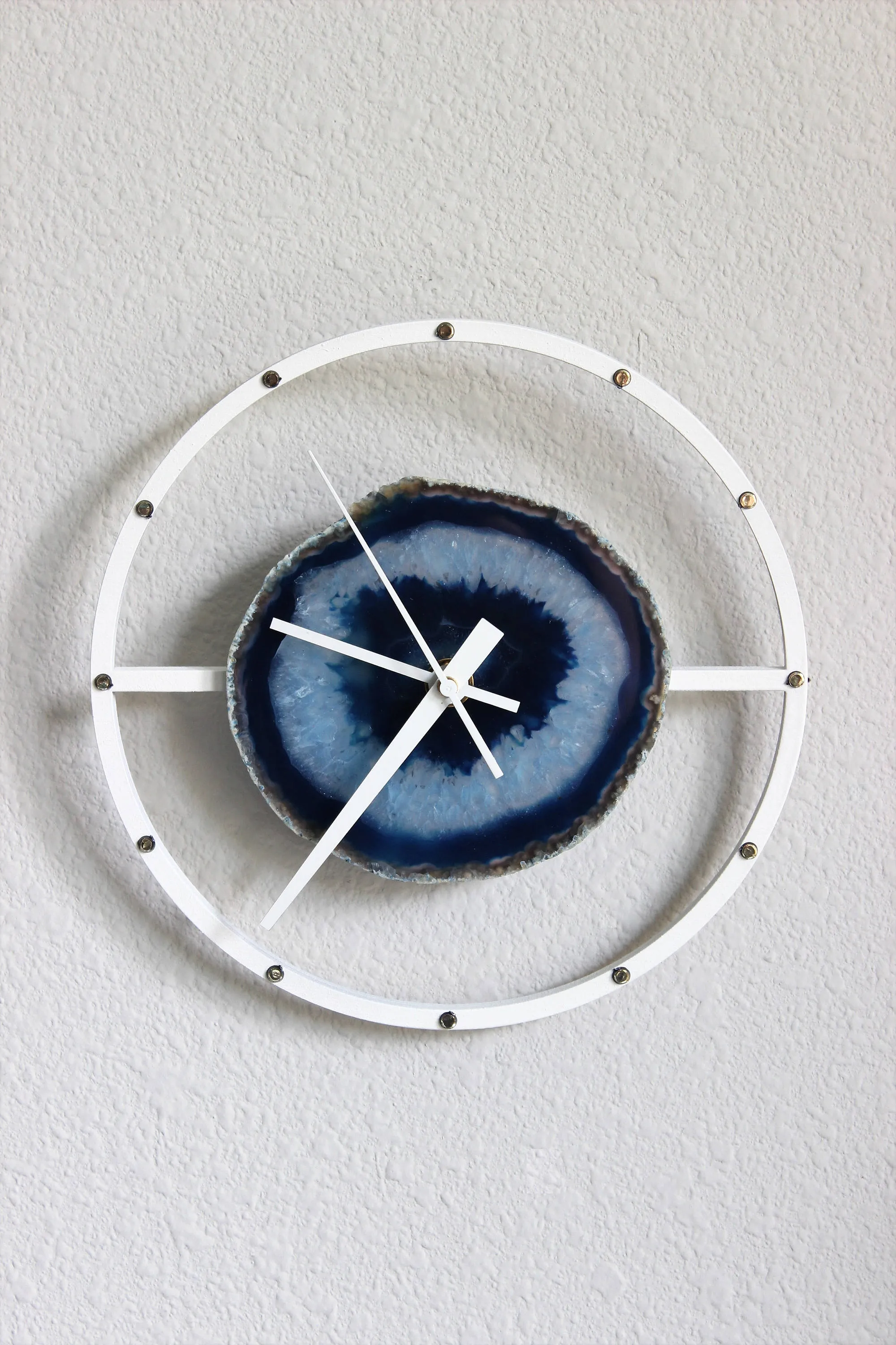 8" Blue Agate Wood Wall Clock