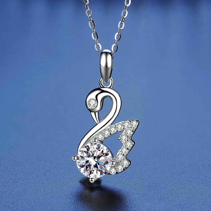 925 Silver Swan Moissanite Necklace