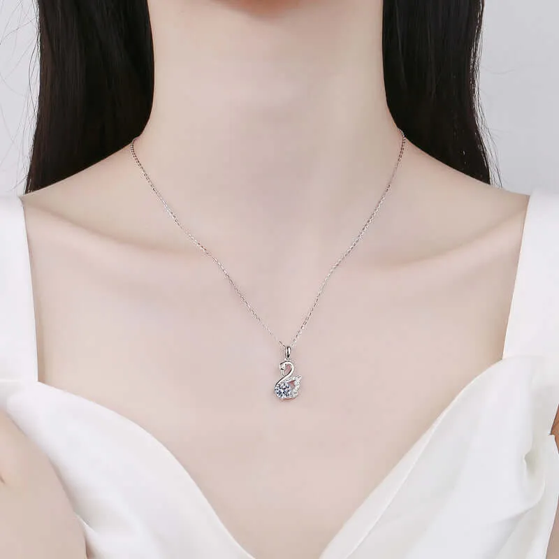 925 Silver Swan Moissanite Necklace