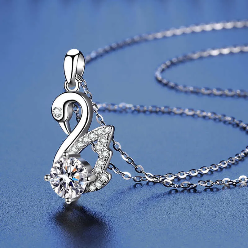 925 Silver Swan Moissanite Necklace