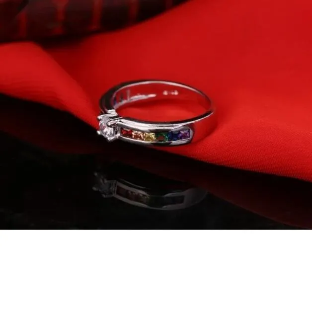 925 Sterling Colorized Crystal Women Wedding Rings