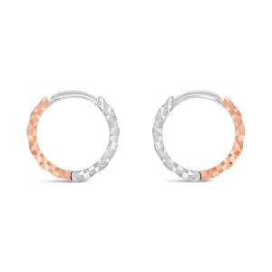 9ct Rose And White Gold Two Toned Patterned Hoop Earrings