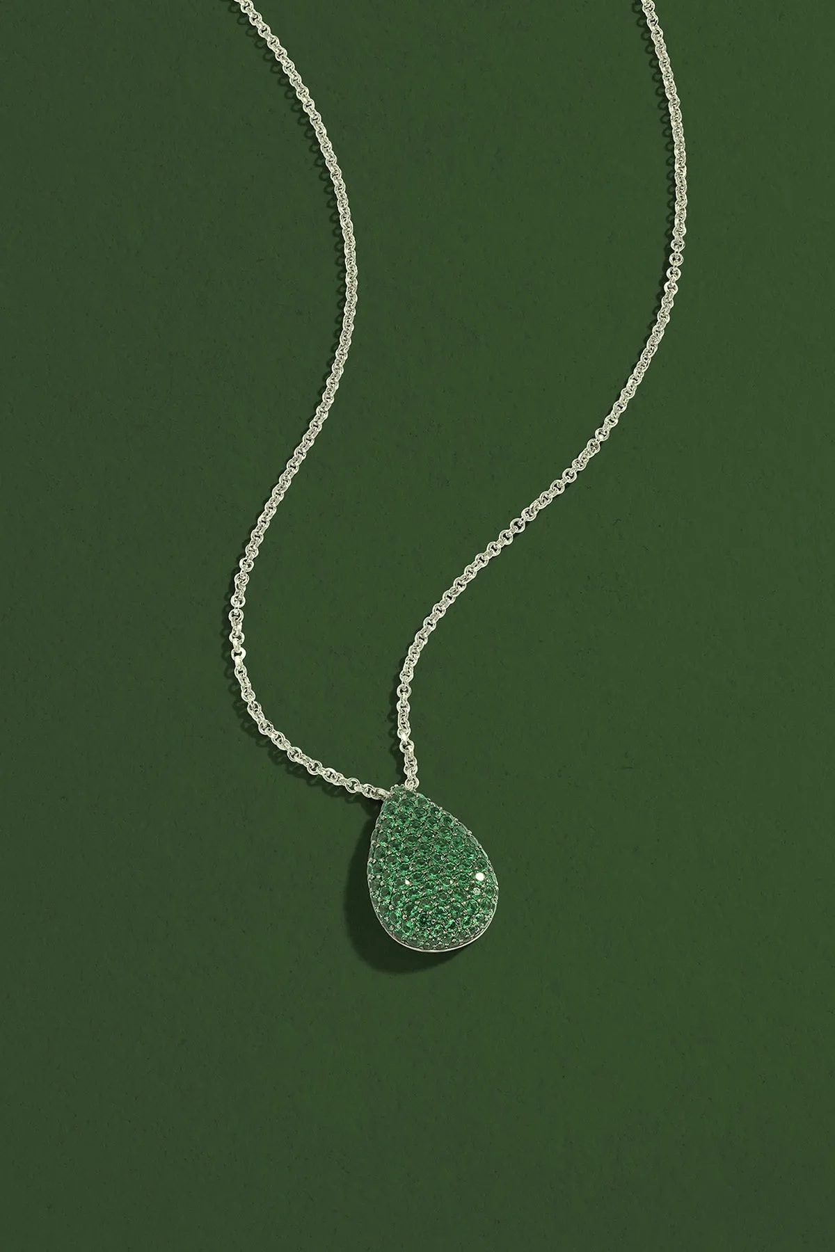 Adjustable Necklace with Green Drop