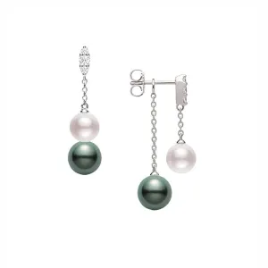 Akoya and Black South Sea Cultured Pearl Earrings with Diamonds