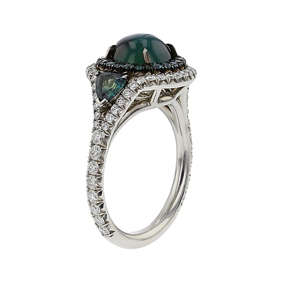 Alexandrite and Diamond Duet Ring