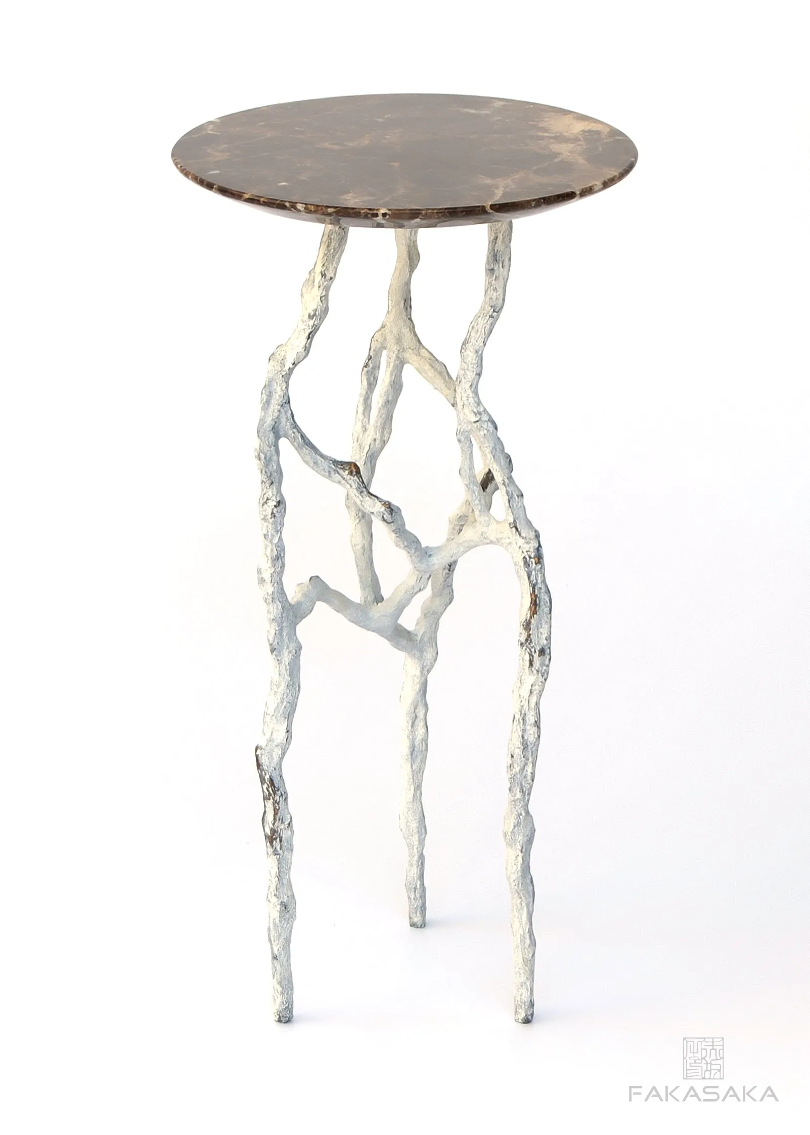 ALEXIA 3 DRINK TABLE<br><br>MARRON IMPERIAL MARBLE<br>OFF-WHITE BRONZE