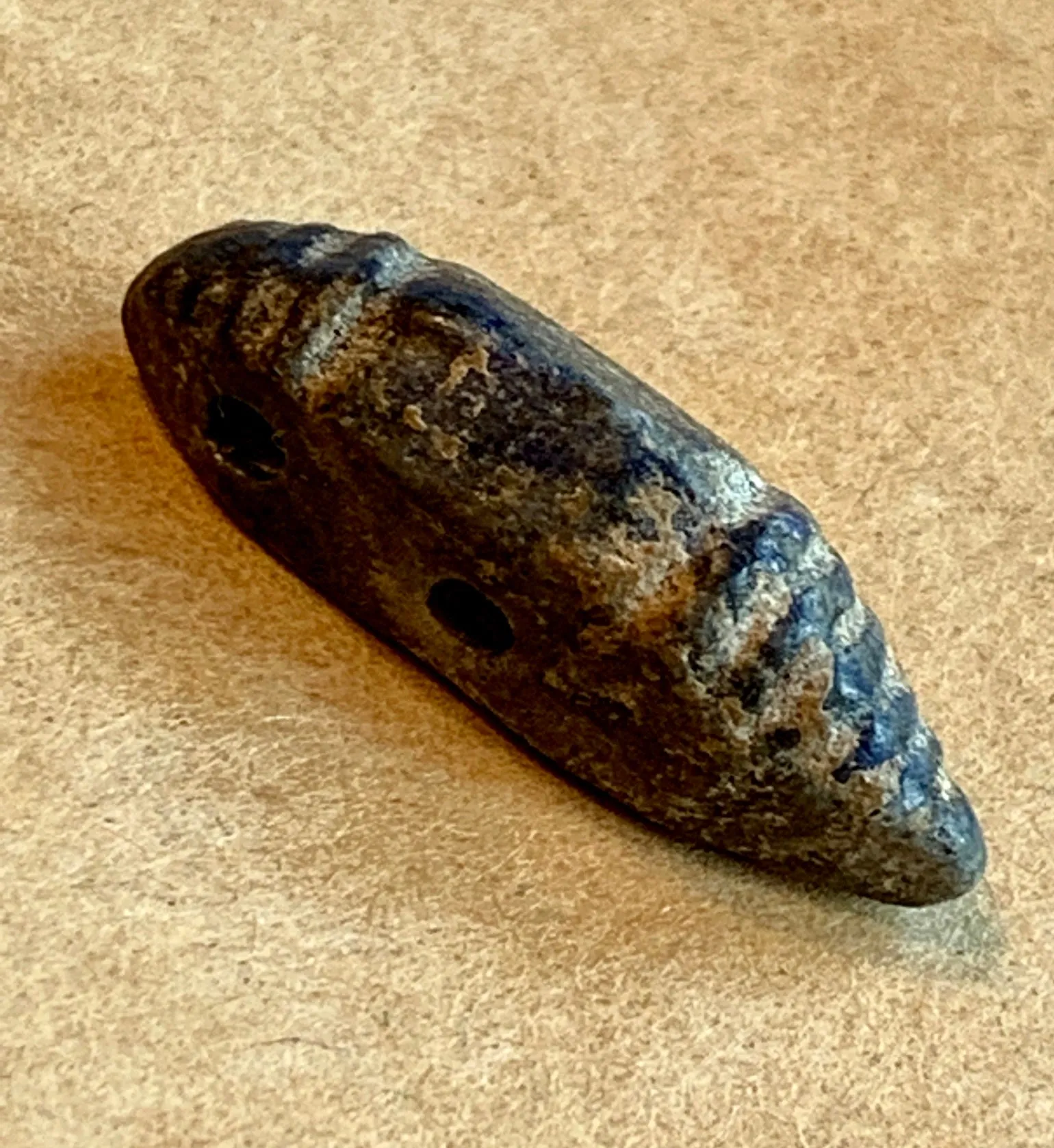 Ancient Lapis 2-Hole Bead, Afghan