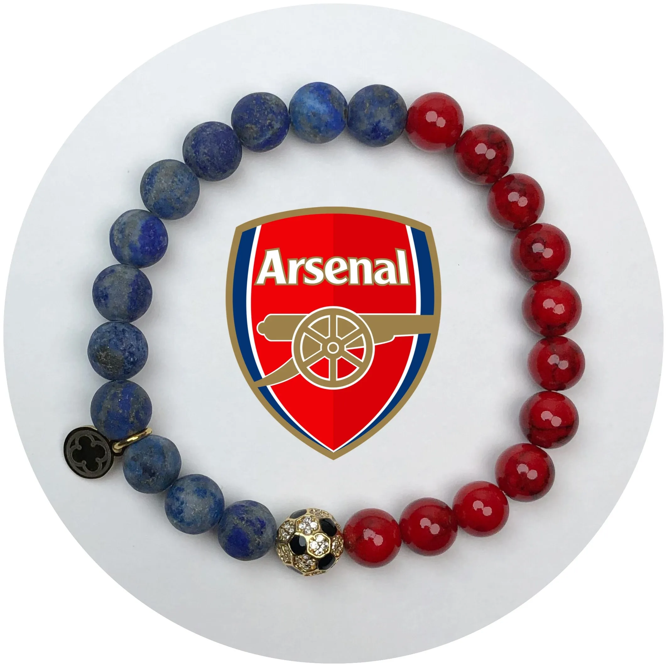 Arsenal Mens Red Howlite and Matte Lapis with Pavé Soccer Ball