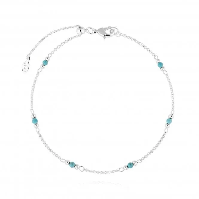 Birthstone December Turquoise Silver Bracelet 26cm Adjustable Anklet 4211