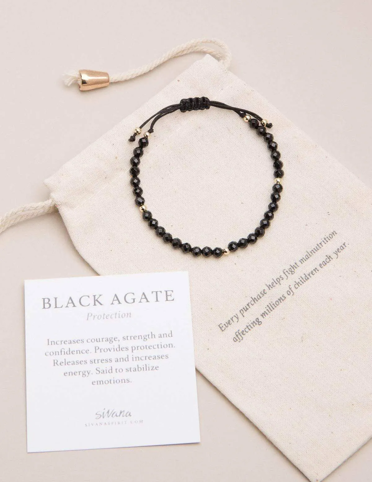 Black Agate String Mini Gemstone Bracelet