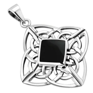 Black Onyx Celtic Sterling Silver Pendant