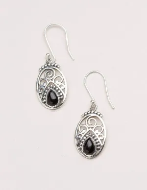 Black Onyx Filigree Earrings